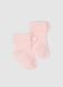 Scarpine in misto cotone elasticizzato rosa da neonata con fiocchetto_0