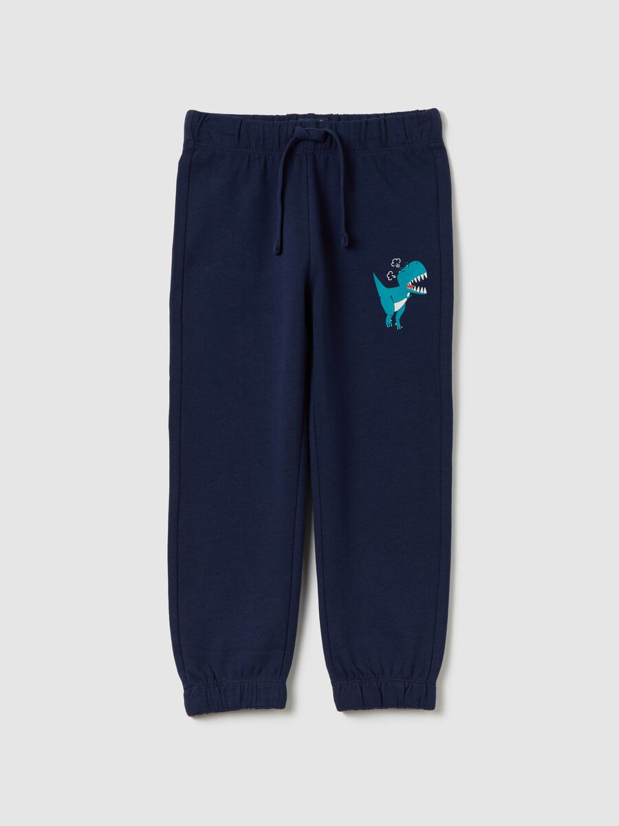 Joggers with drawstring and dinosaur print_0