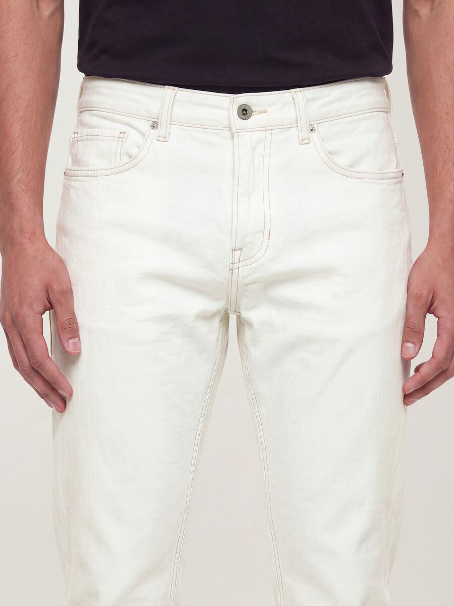 White slim-fit stretch cotton jeans_3