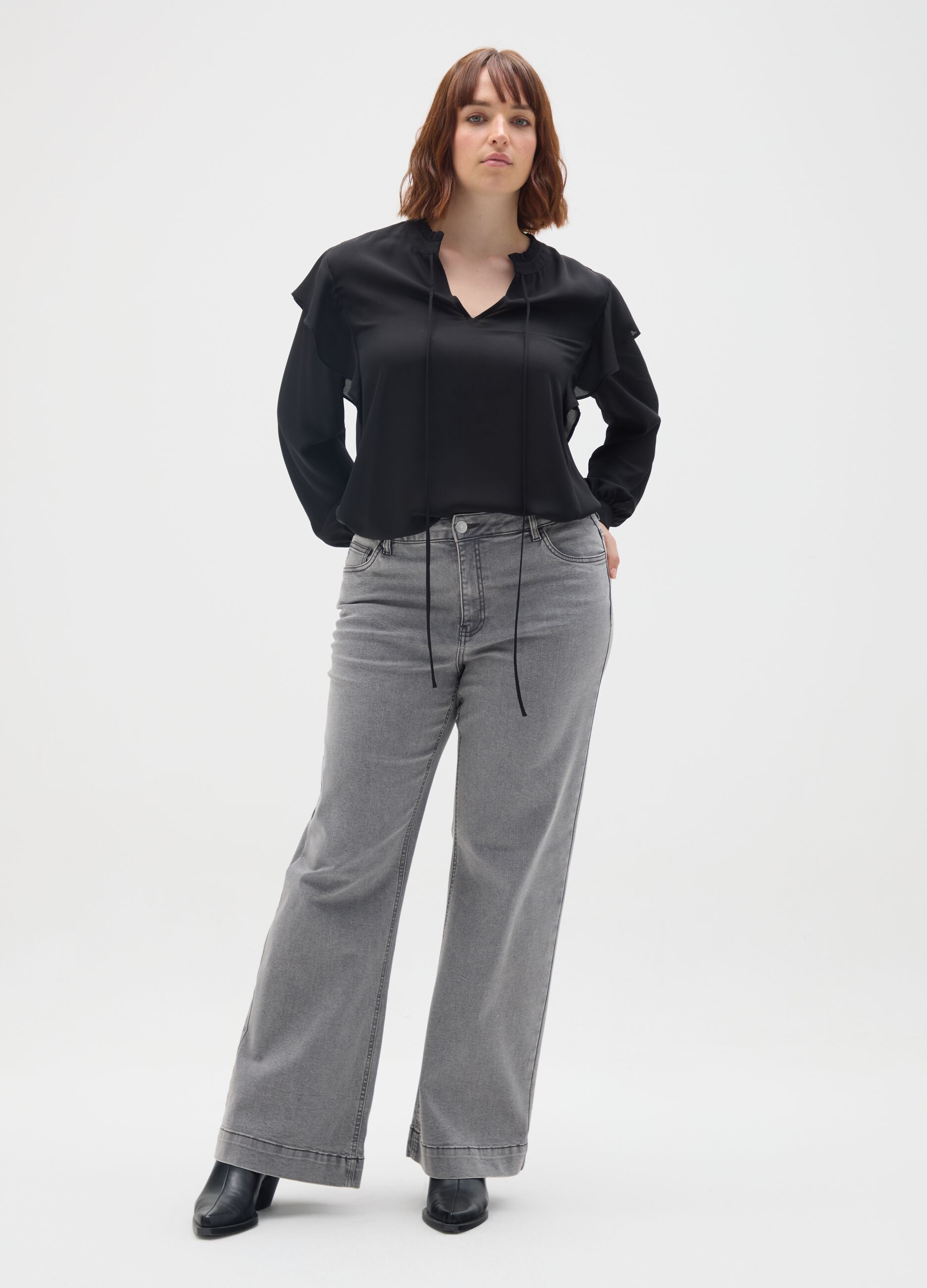 Grey Denim Bootcut Jeans