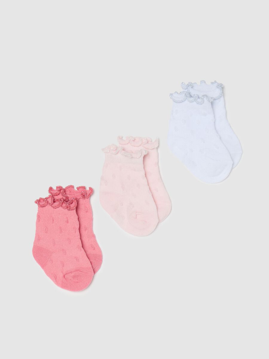 Three-pair pack socks with lurex and raised design_0