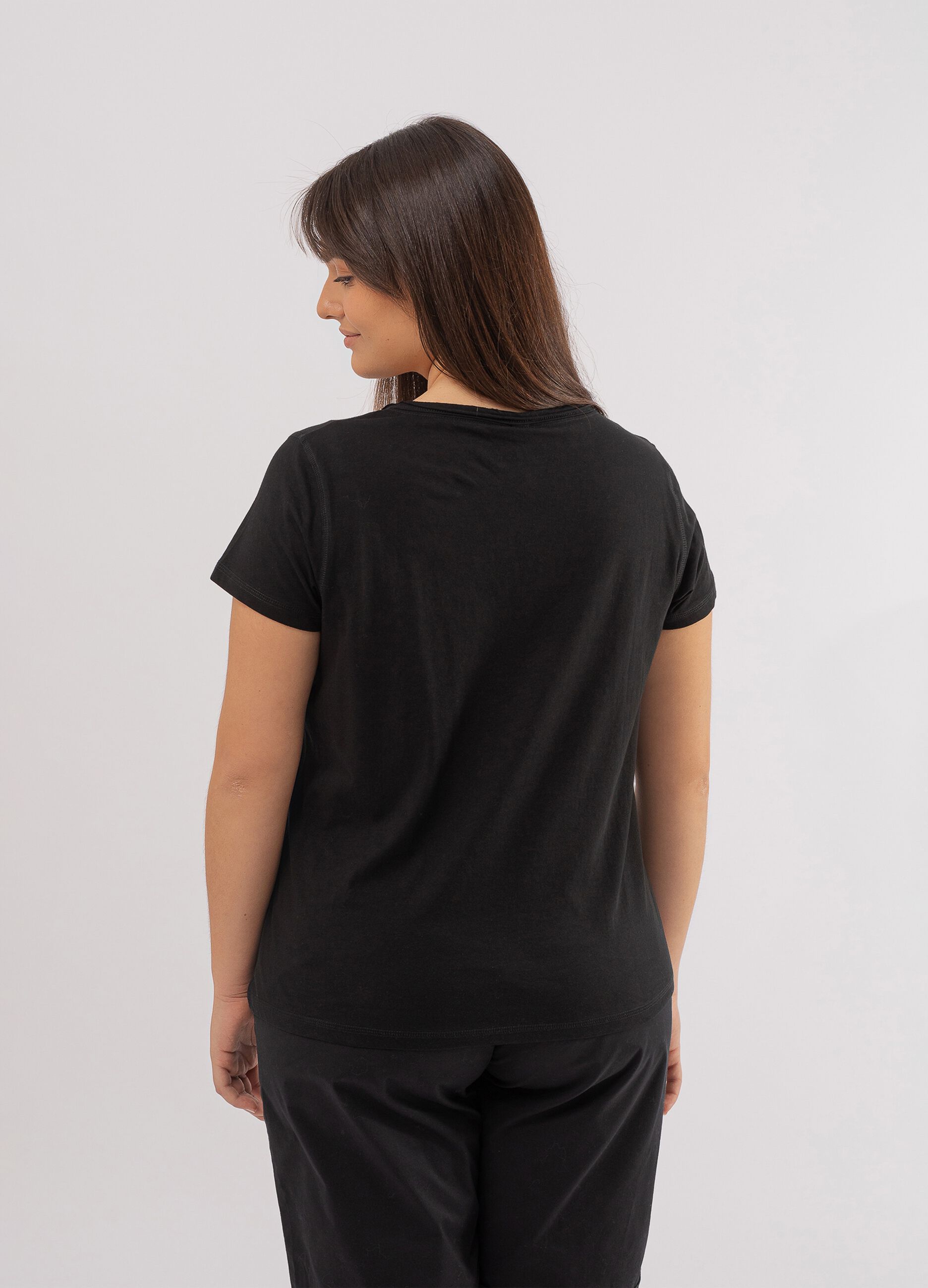 T-shirt scollo a U con taglio a vivo Curvy