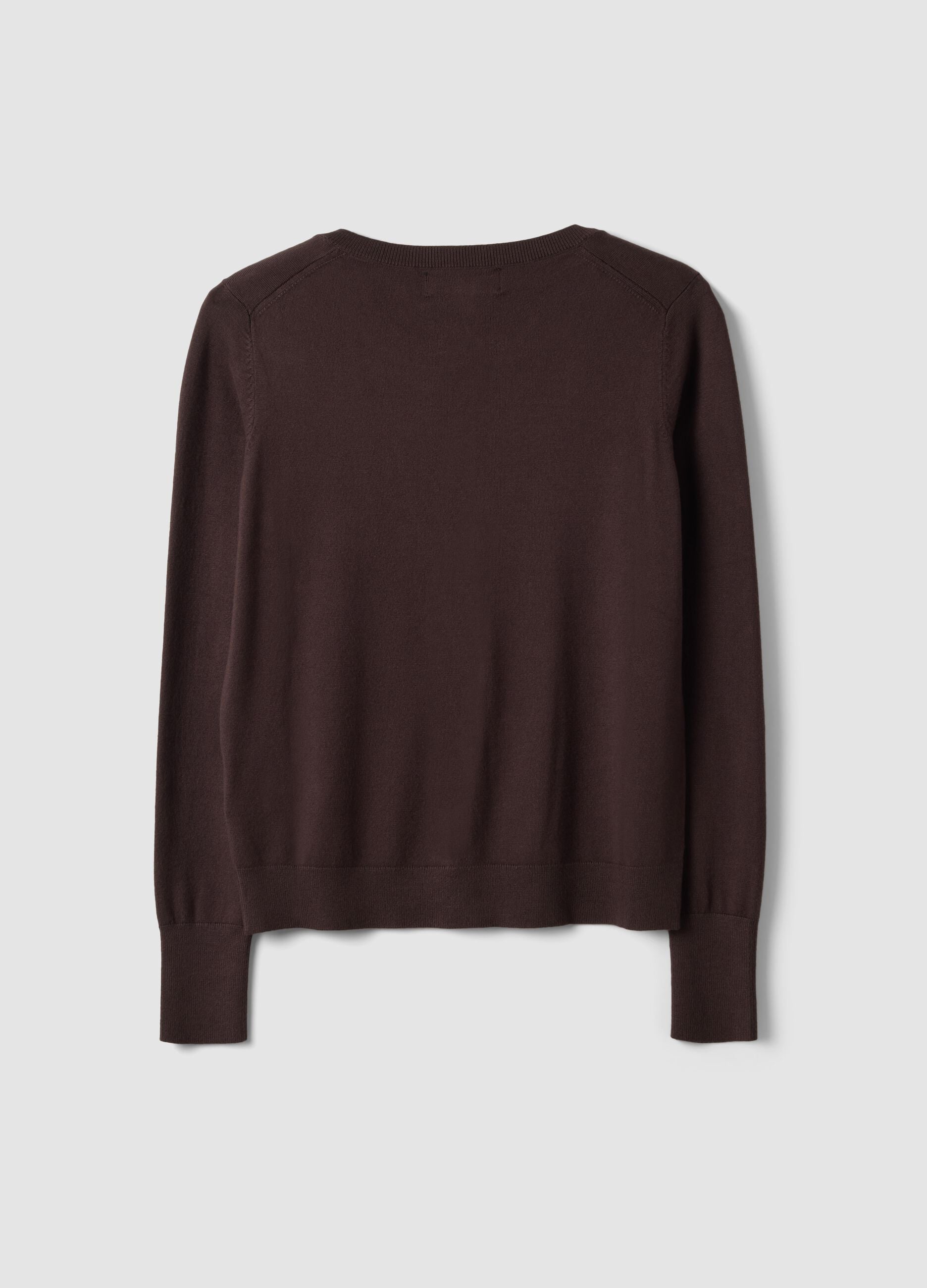 Brown viscose-blend crew-neck cardigan, regular fit
