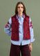 Gilet rosso in puro cotone con ricami floreali_2