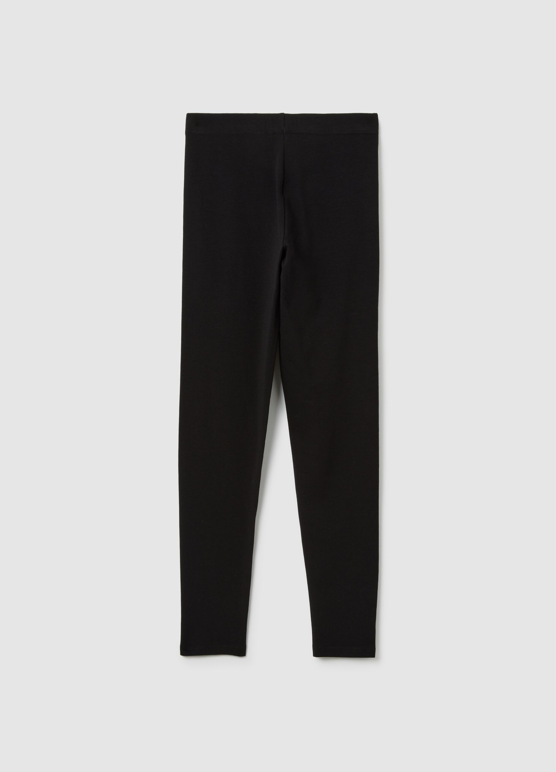Girls' stretchy cotton skinny black leggings