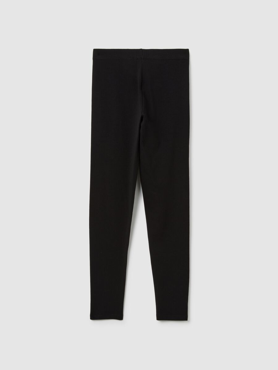 Girls' stretchy cotton skinny black leggings_4
