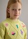 Maglione in puro cotone giallo da bambina regular fit con ricami floreali_2
