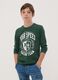 Green organic cotton T-shirt with varsity print_2