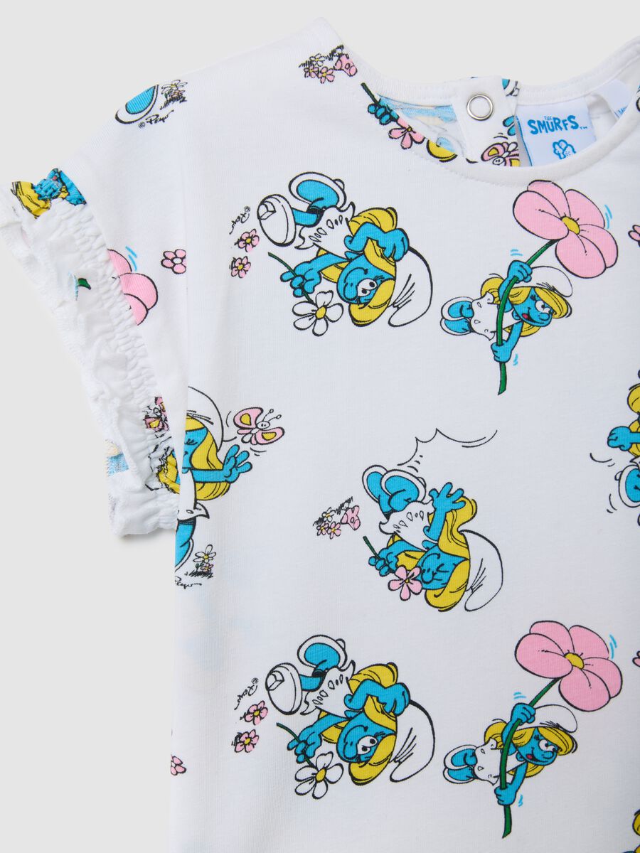T-shirt da bambina in cotone multicolor regular fit con stampa Puffi_2