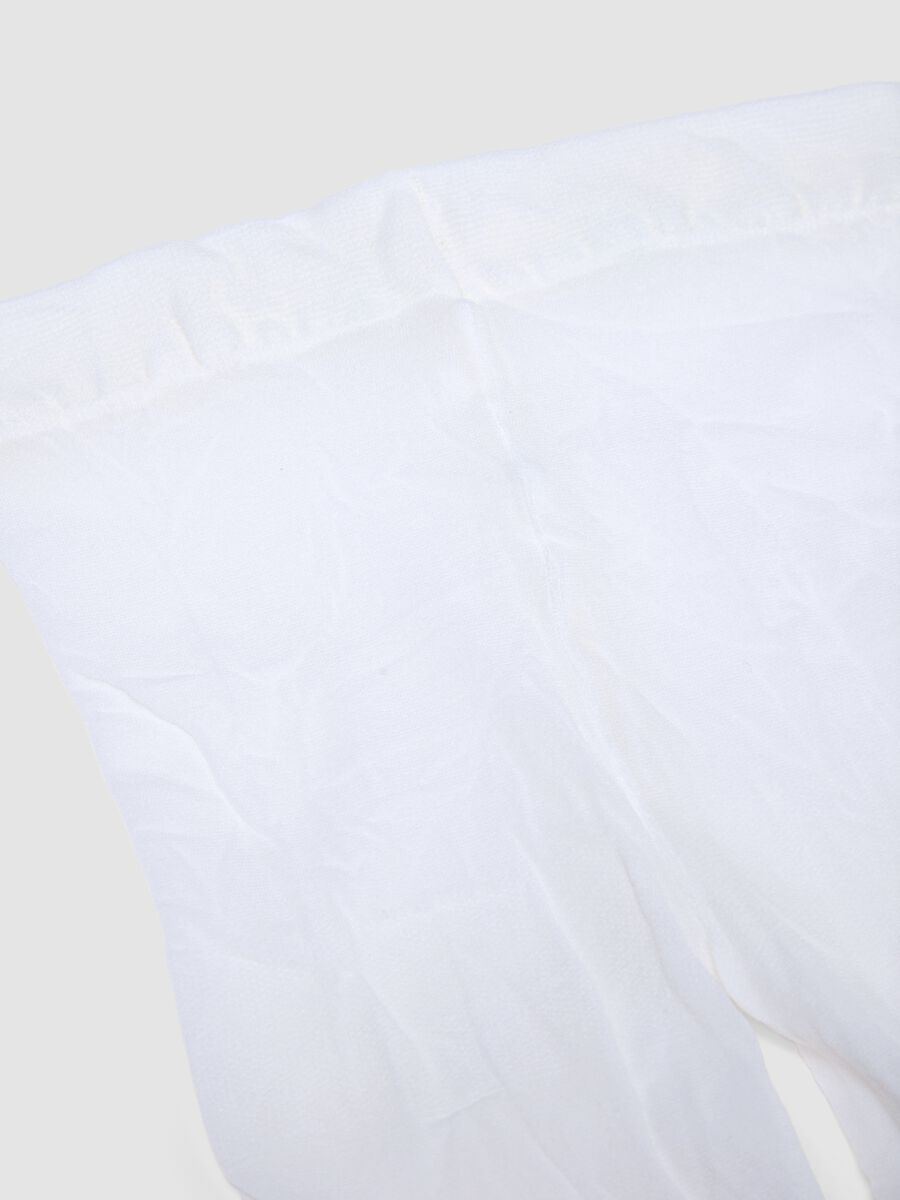 Comfortable white stretchy tights for girls with flowers_1