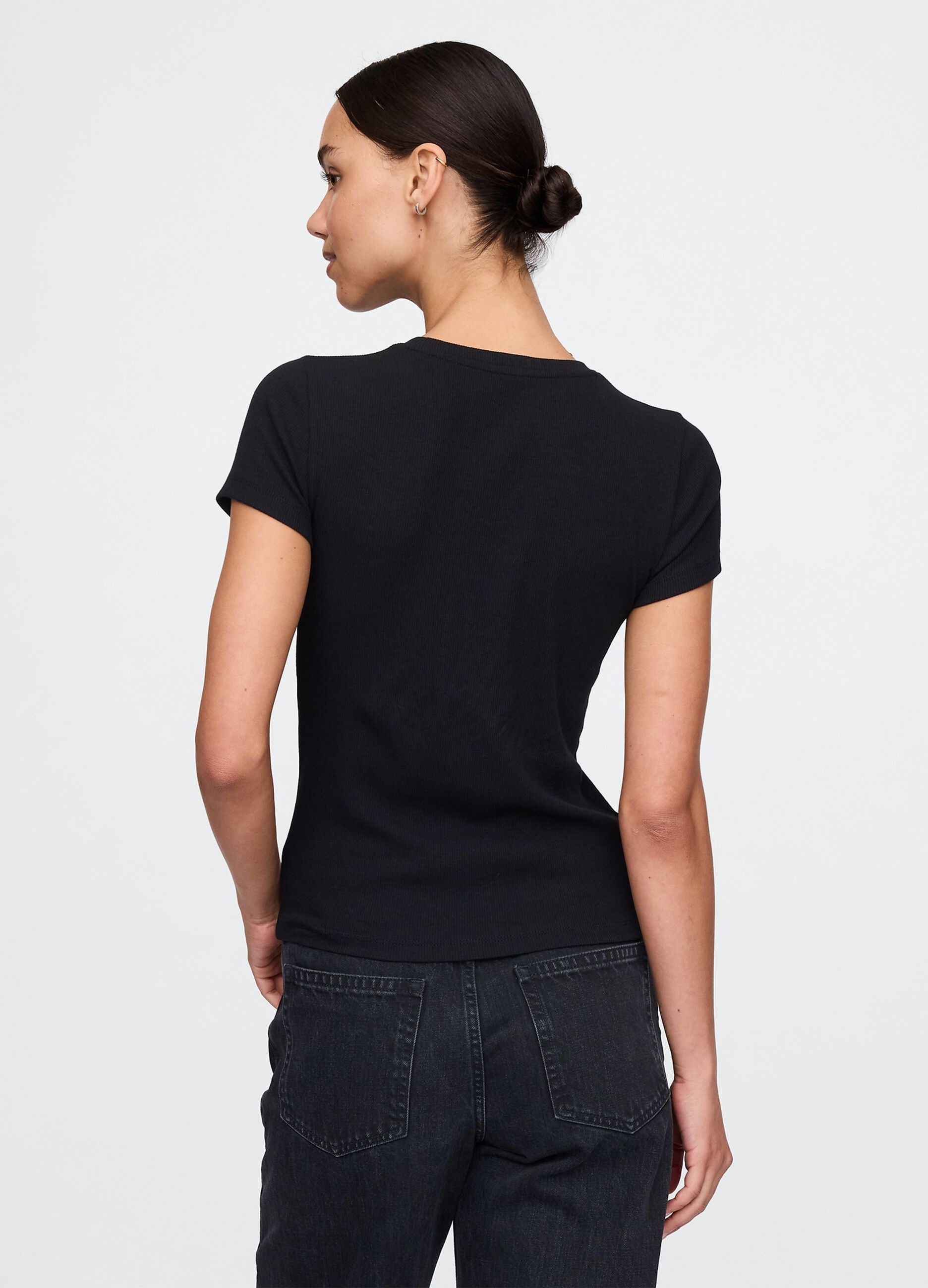 Slim-fit T-shirt in ribbed cotton