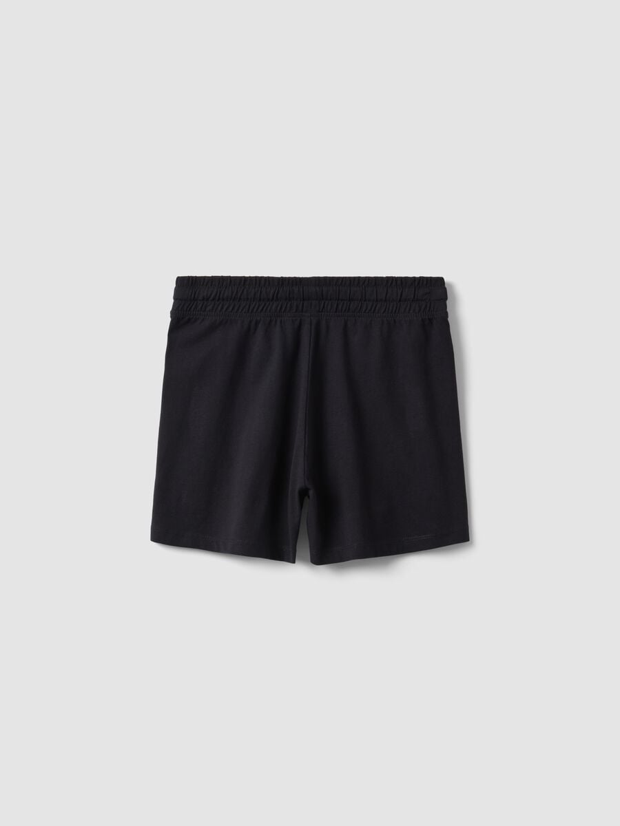 Pantaloncini in puro cotone nero da ragazza regular fit_4