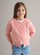 Girl's pink pure cotton regular fit cardigan with cable patterns_0