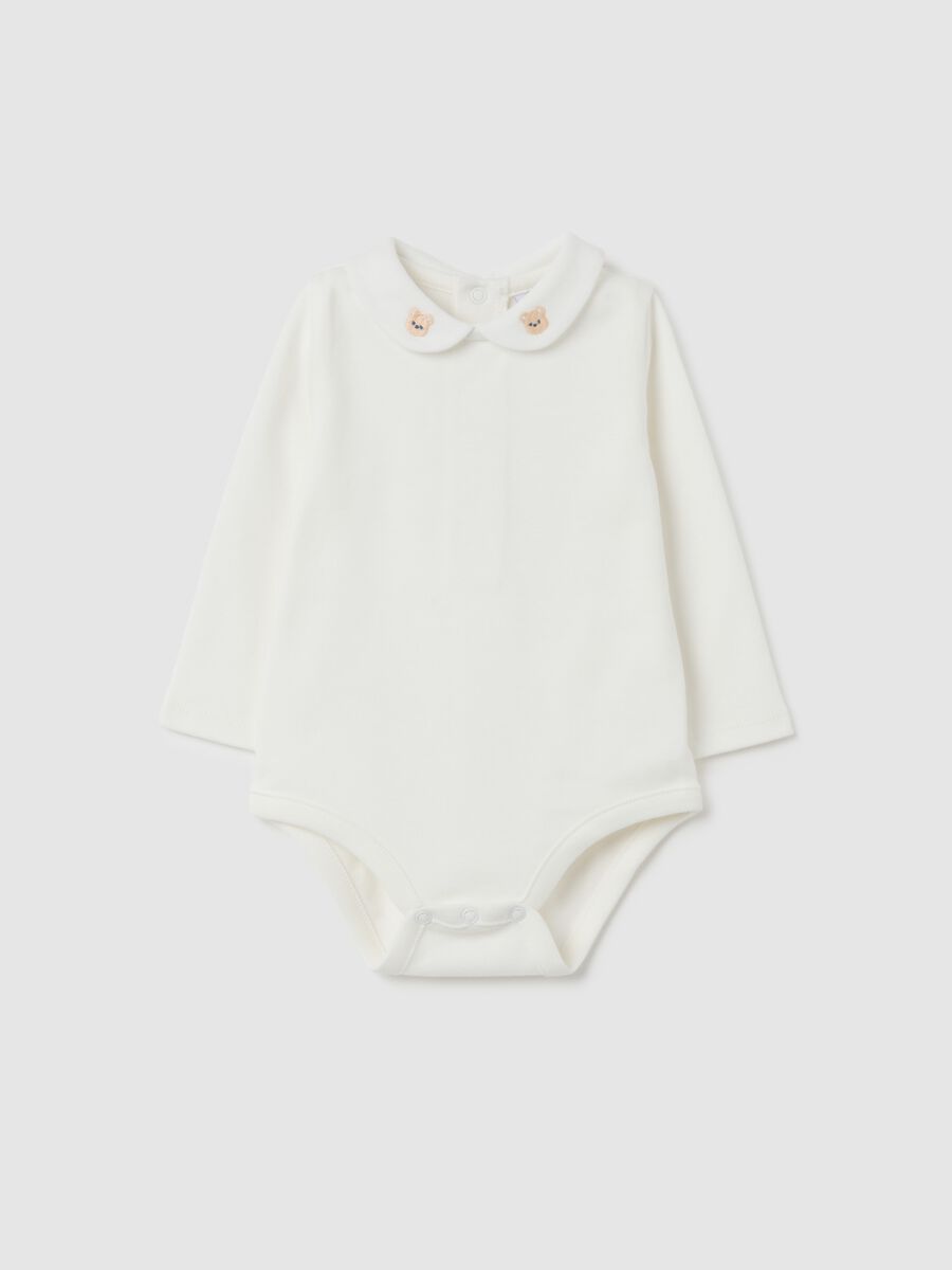 Newborn Bodysuit in Pure White Cotton_0