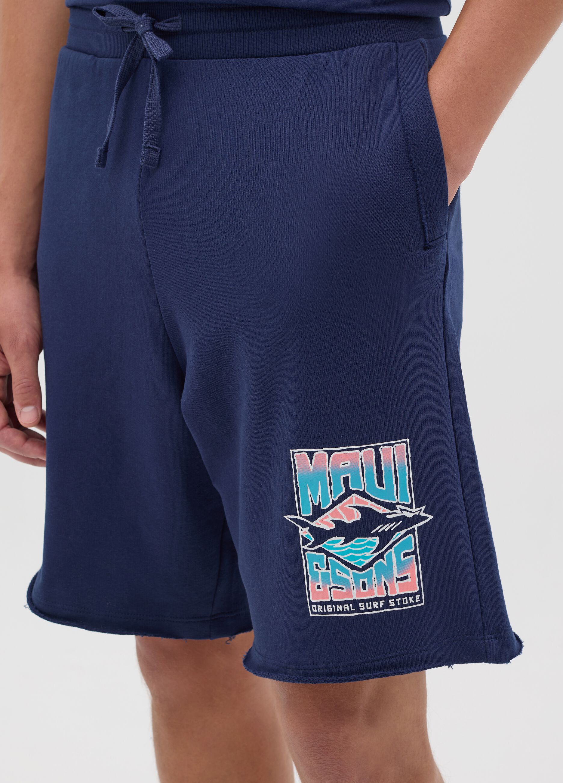 Blue Cotton Maui Bermuda Shorts