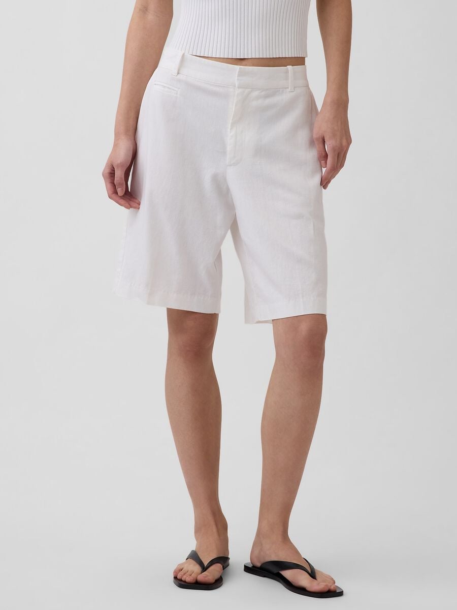Shorts in misto lino e viscosa_1