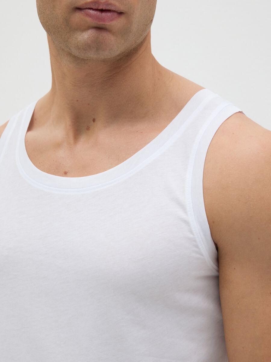 Men's White Regular Fit Pure Cotton Vest_2