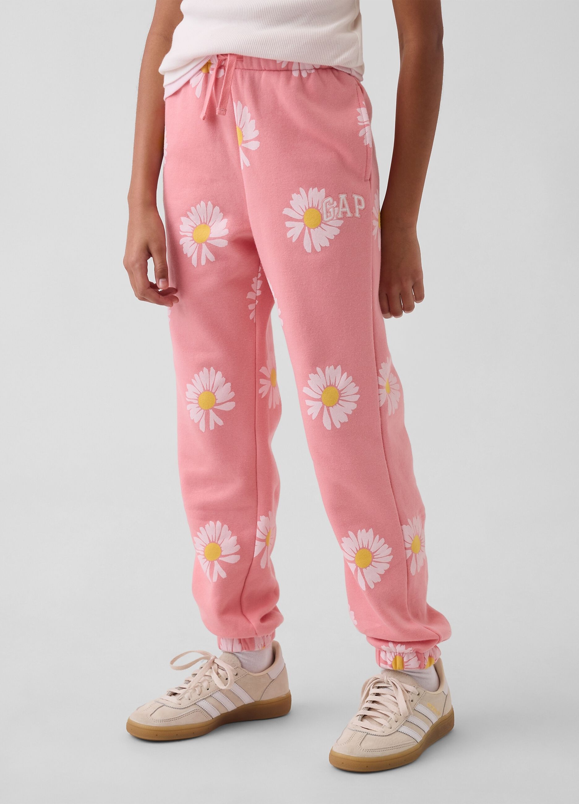 Cotton-blend floral print jogger trousers