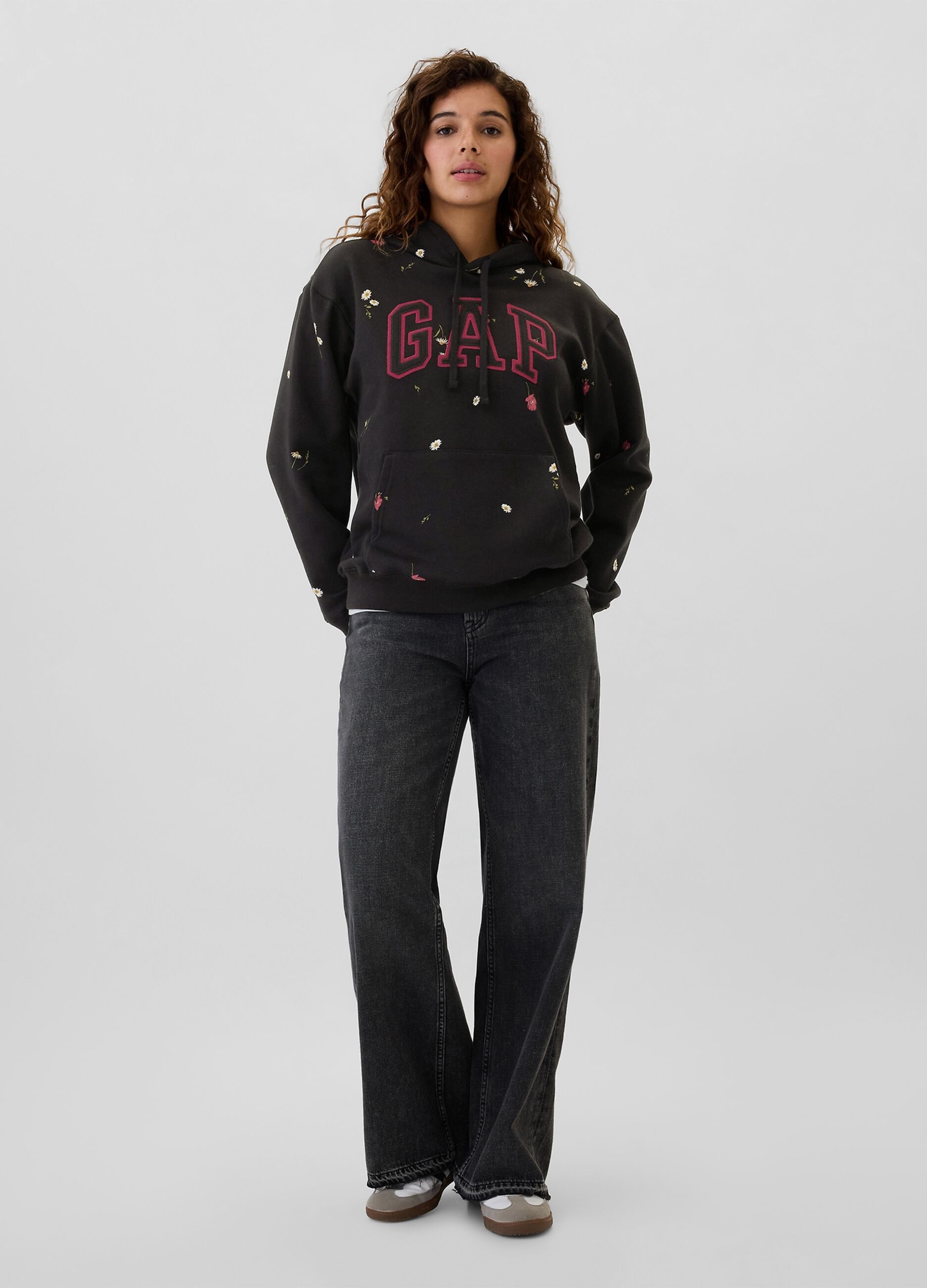 Ditsy floral sweatshirt with embroidered logo