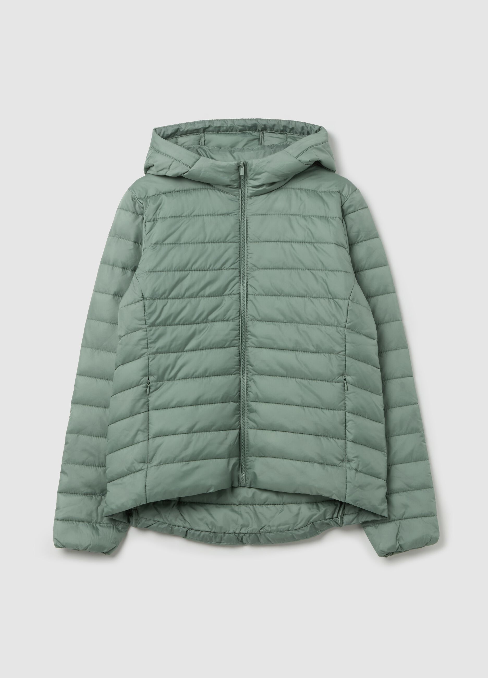 Ultralight short down jacket with hood and zip