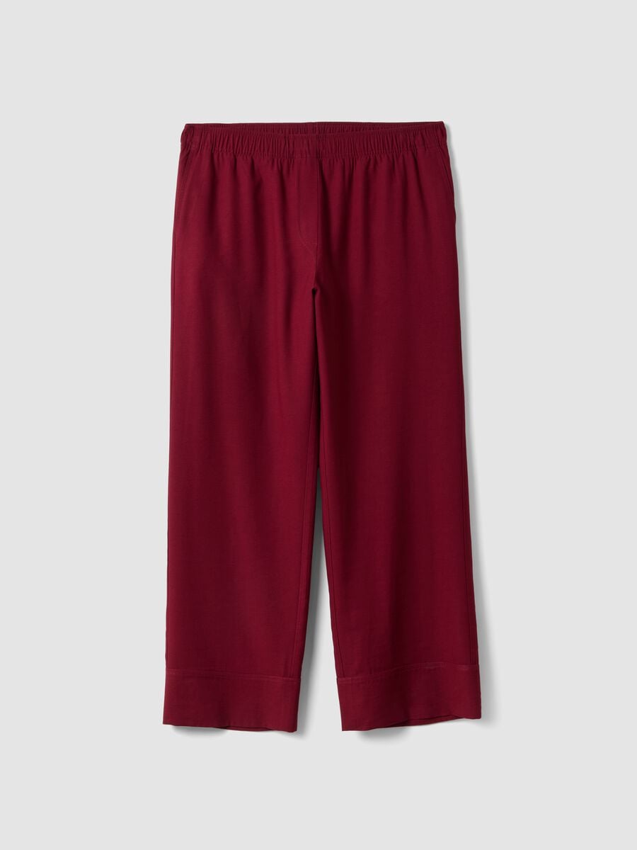 Red wide-leg viscose-blend trousers_0