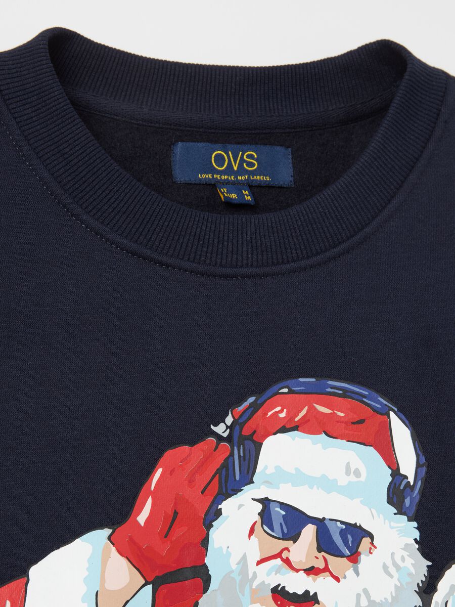 Sweatshirt with Father Christmas deejay print and round neck_5