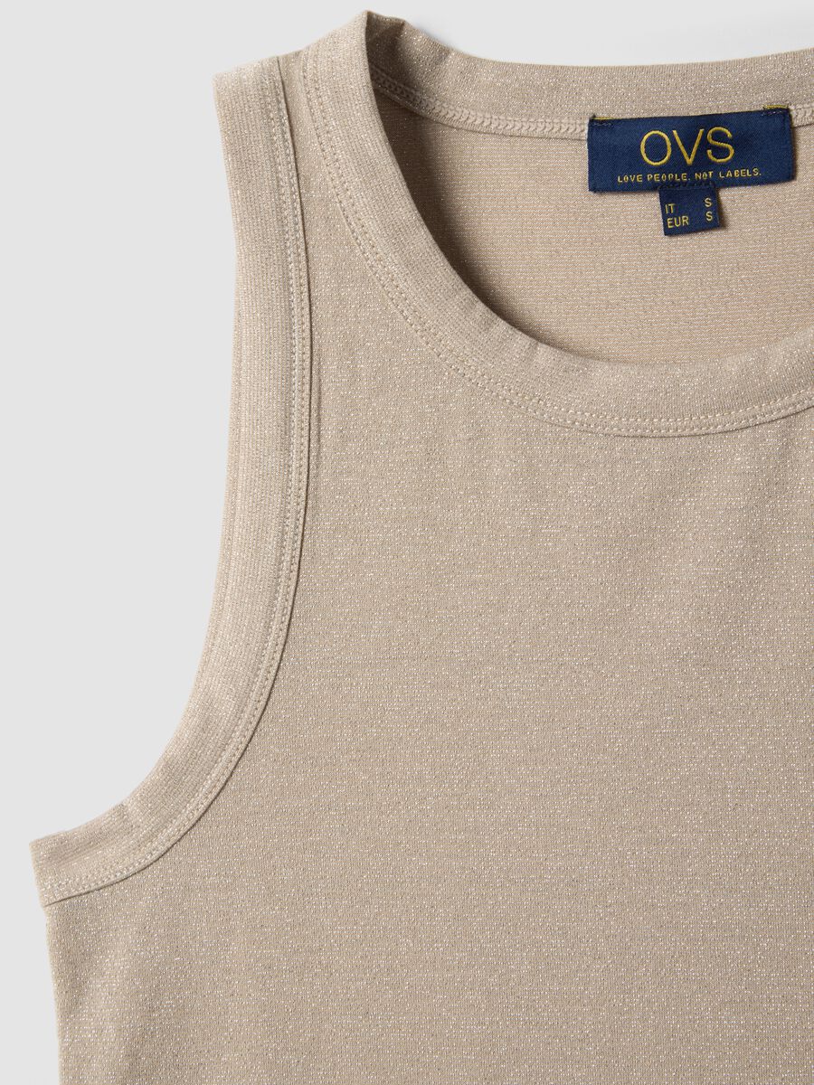 Beige glitter top with thin straps, regular fit_5