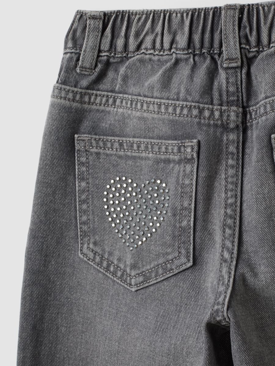 Jeans denim grigi in puro cotone straight fit per bambina_3