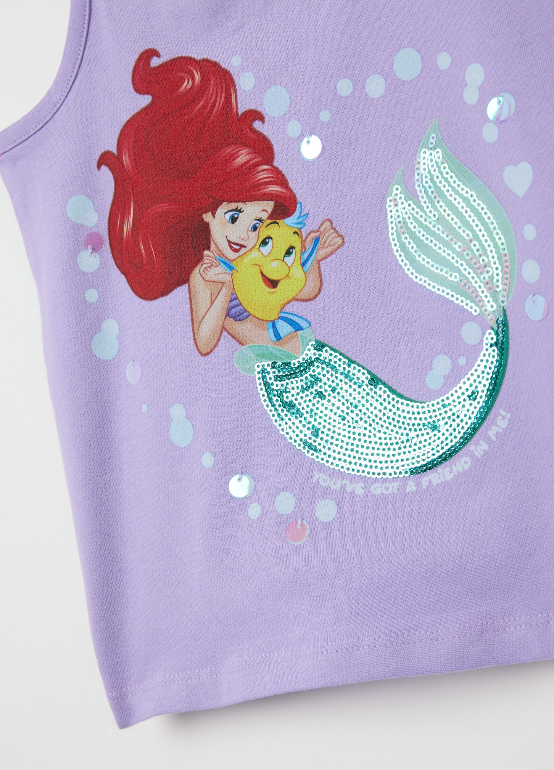 Top da bambina in cotone elasticizzato viola regular fit con stampa Disney