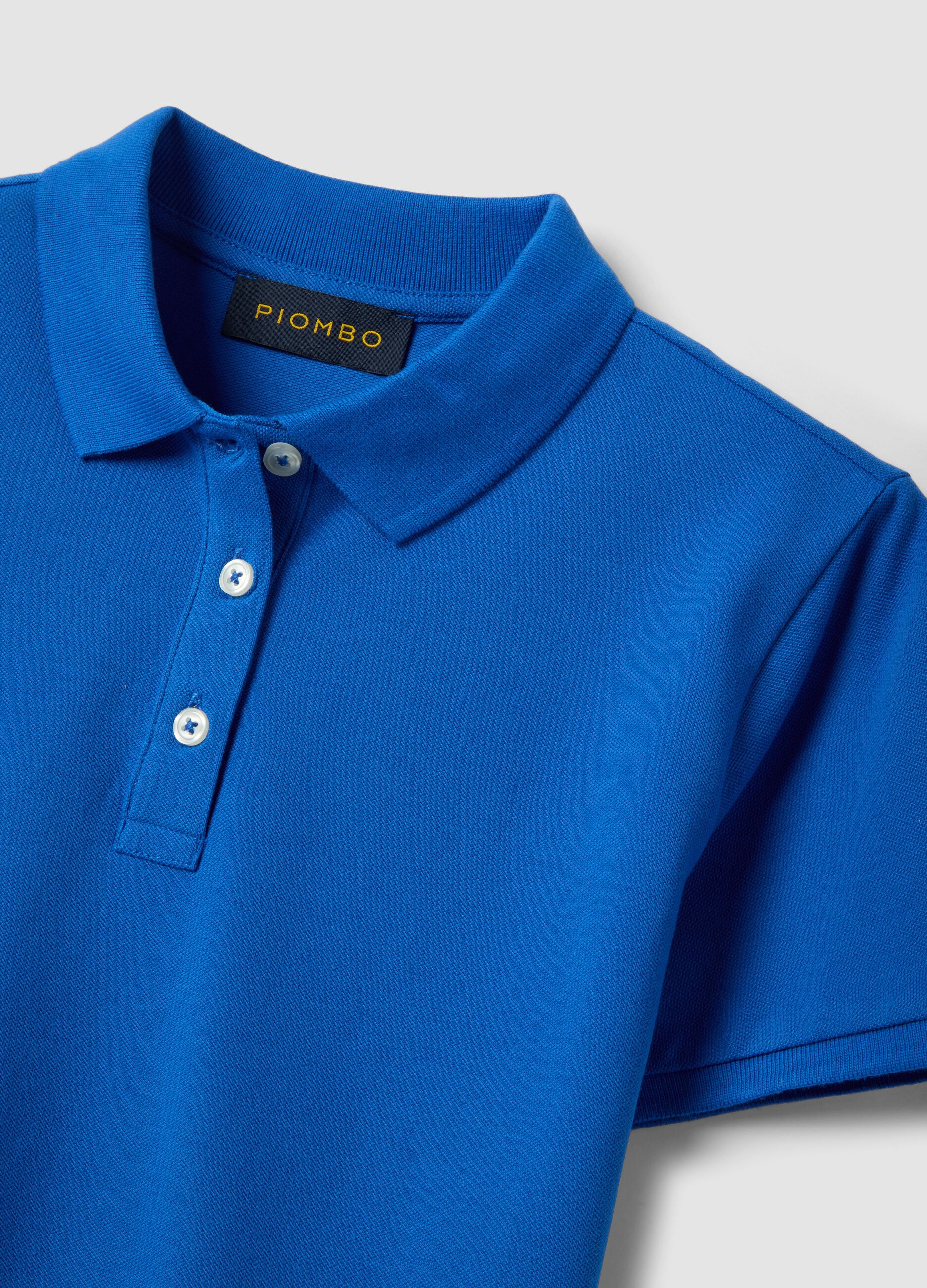 Blue organic cotton polo shirt, regular fit
