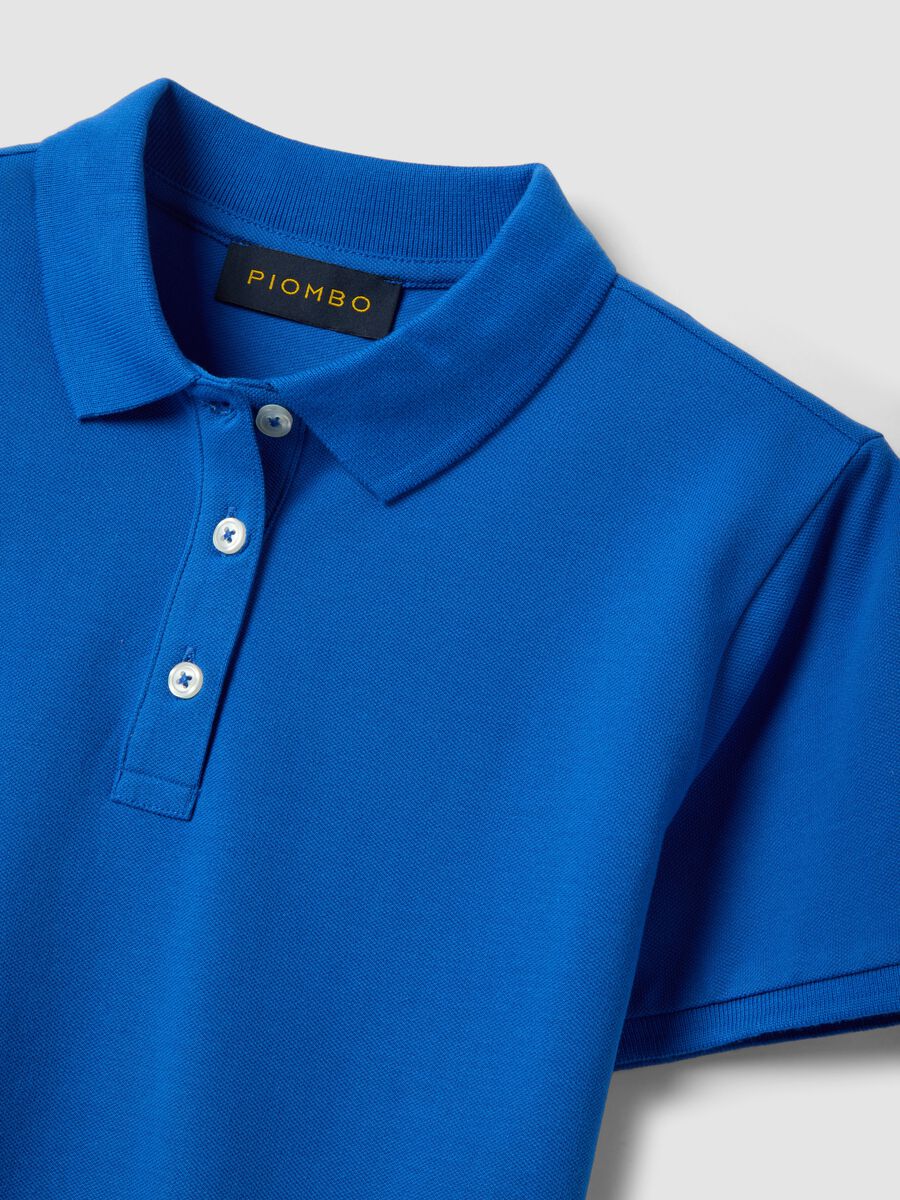 Polo in puro cotone biologico blu regular fit_5