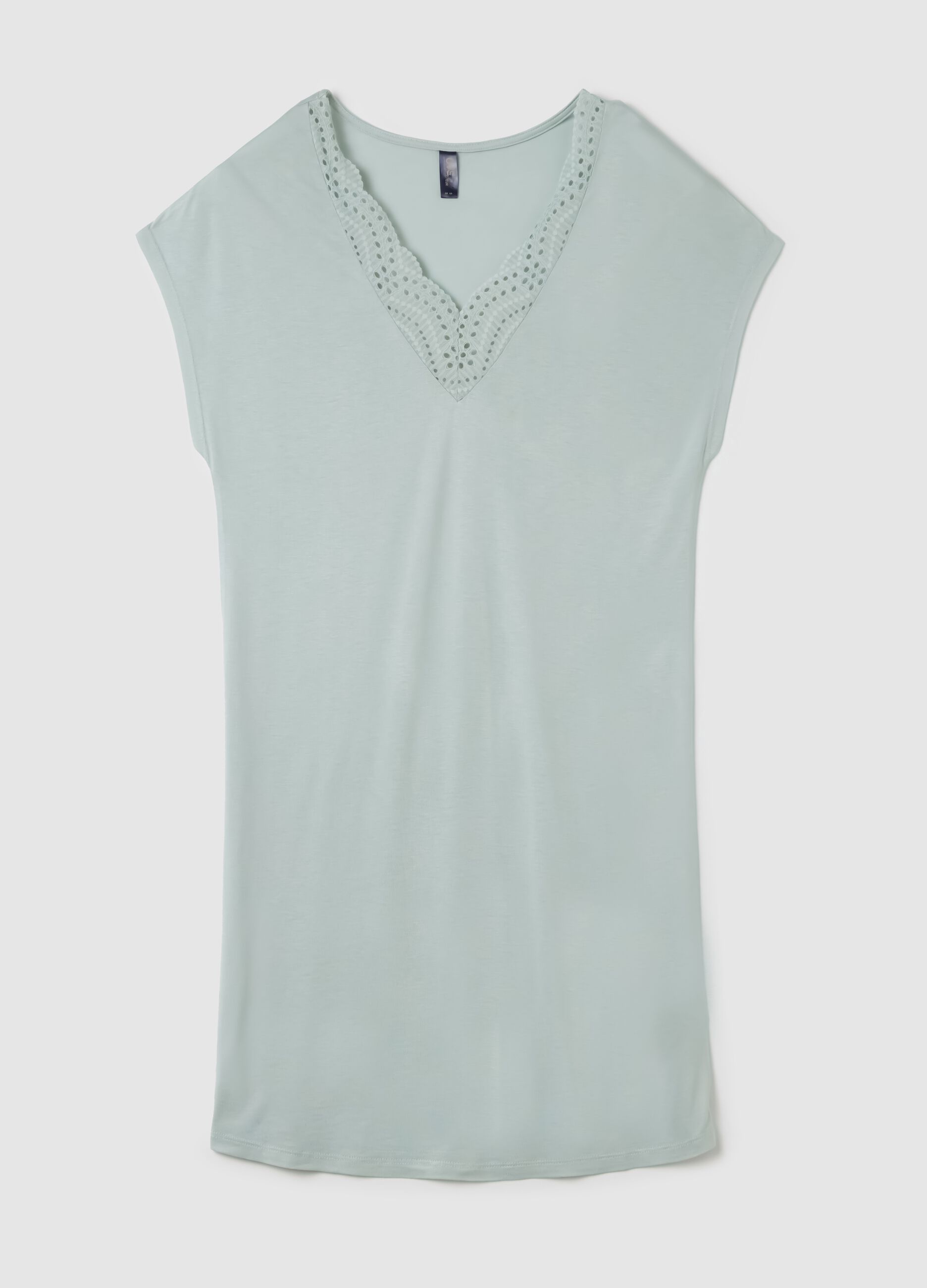 Green nightdress with broderie anglaise insert