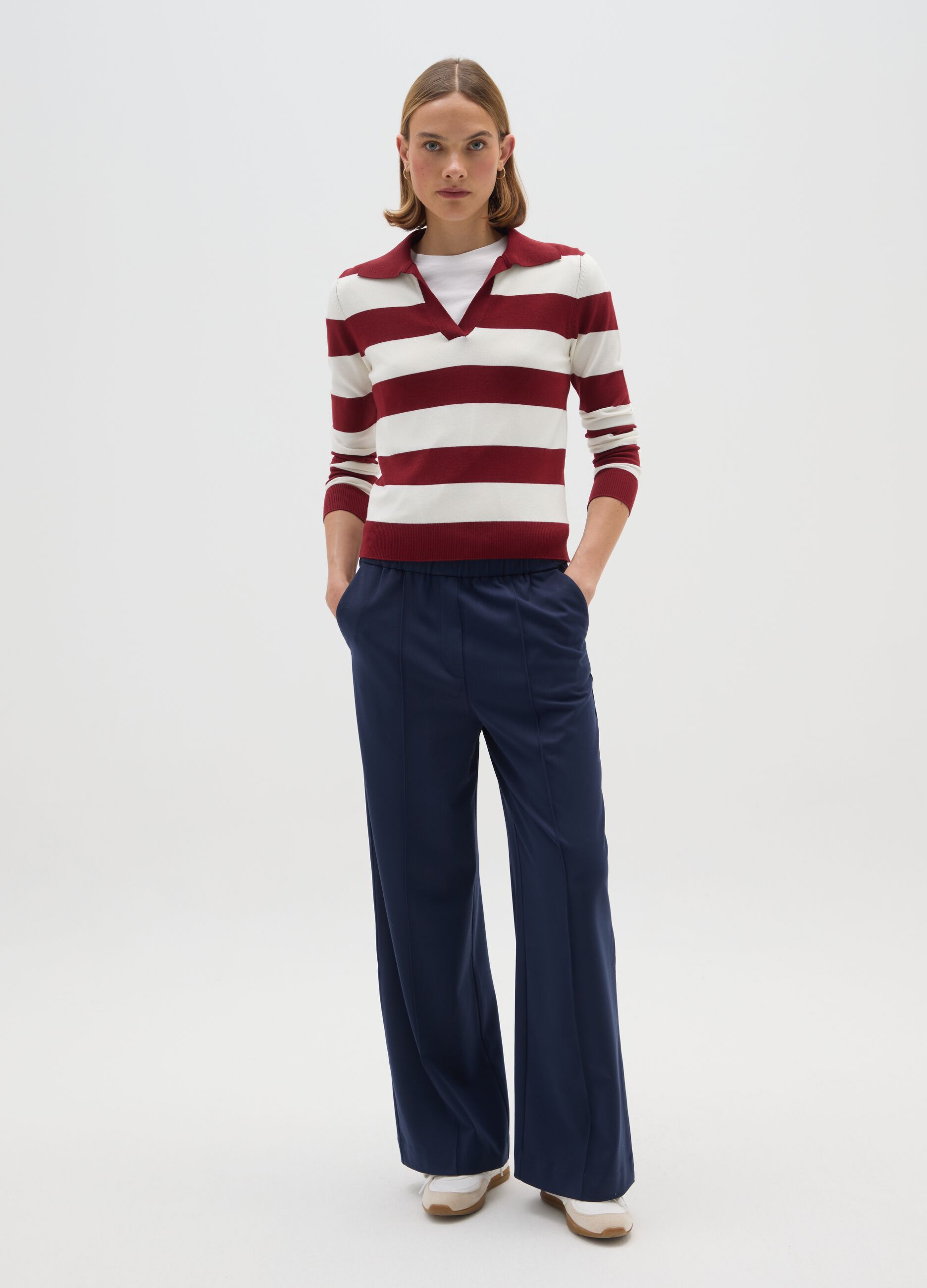 Wide Leg Blue Trousers