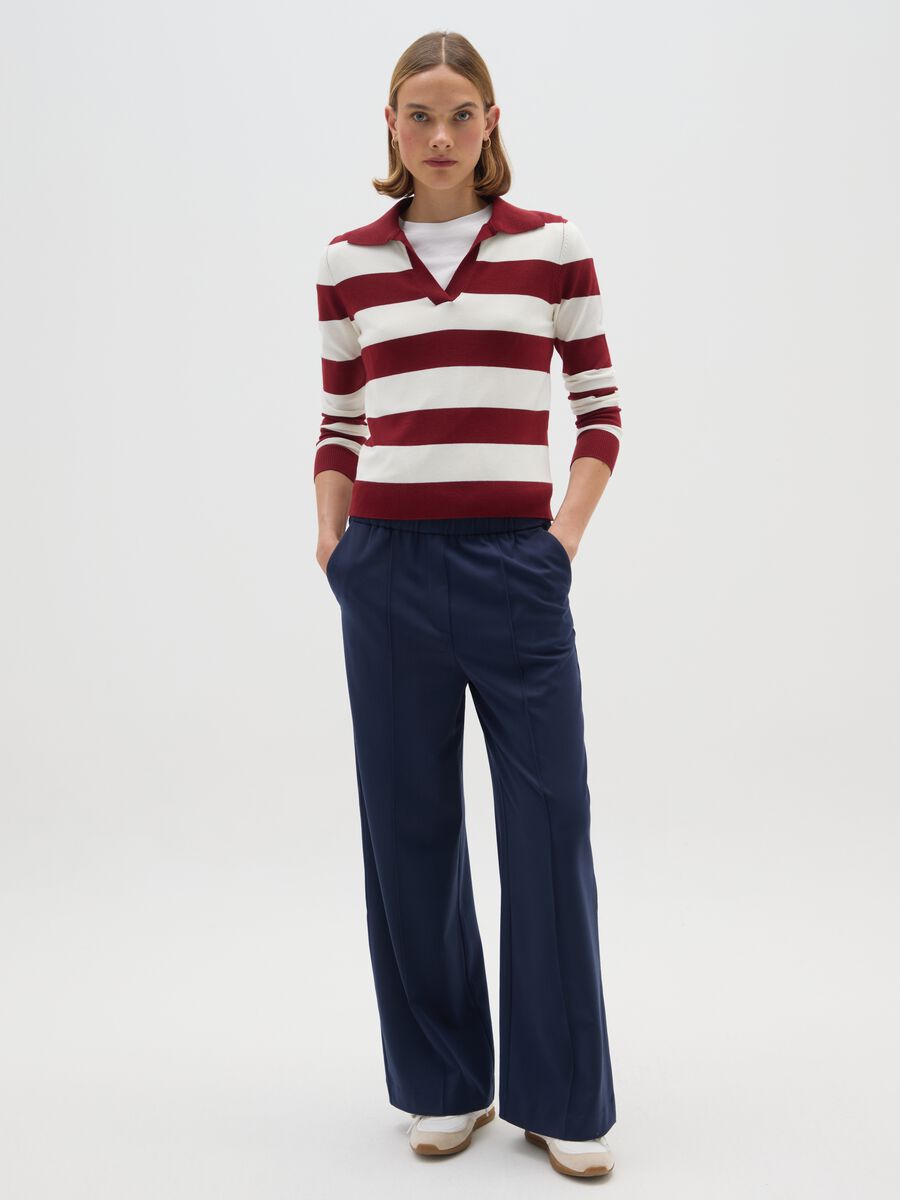 Pantaloni blu wide leg_0