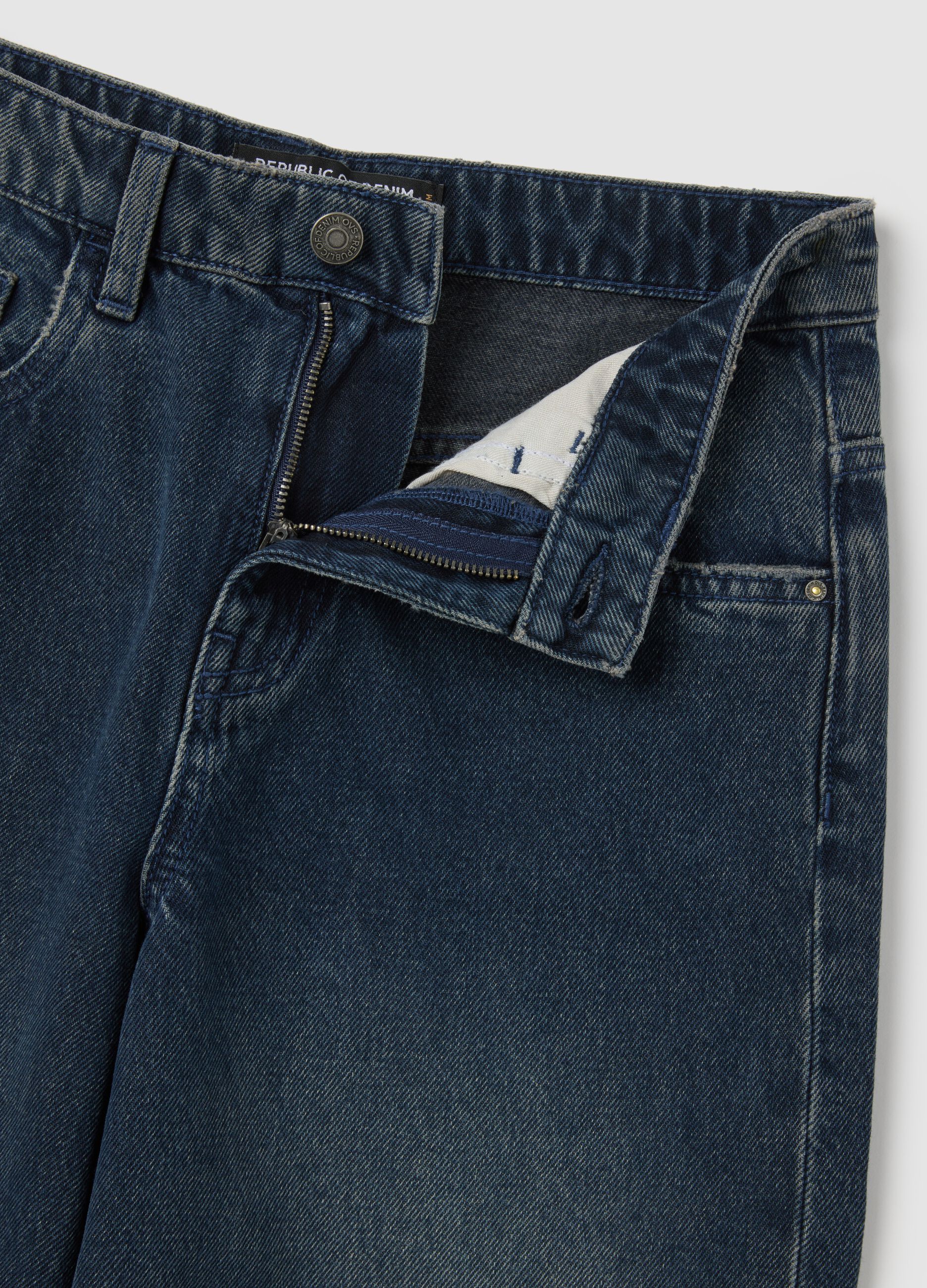 Blue wide-leg cotton jeans
