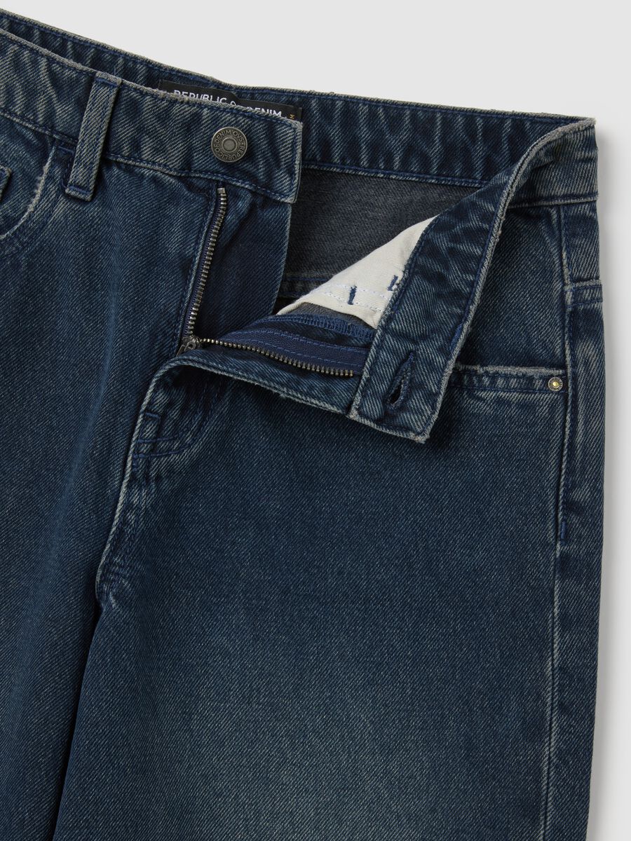 Blue wide-leg cotton jeans_5