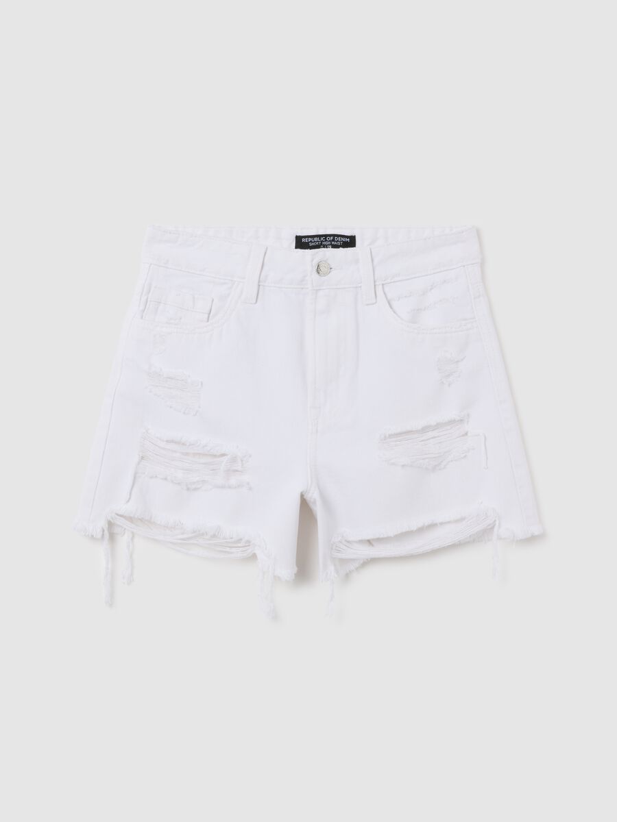 Shorts da donna in puro cotone bianco regular fit_0