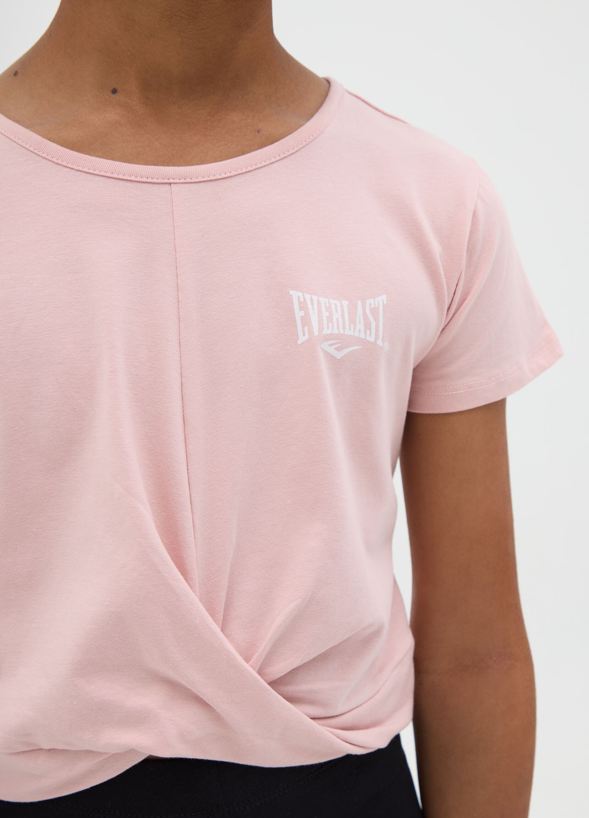 Girls’ pink slim-fit T-shirt in stretch cotton