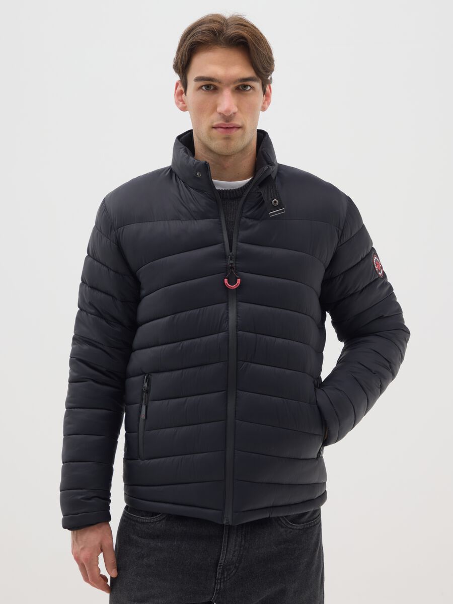 Black Padded Jacket with Zip_0