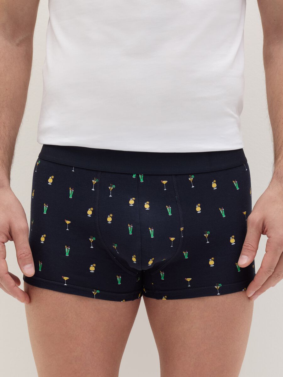 Midi boxer shorts in stretch cotton with pattern._1
