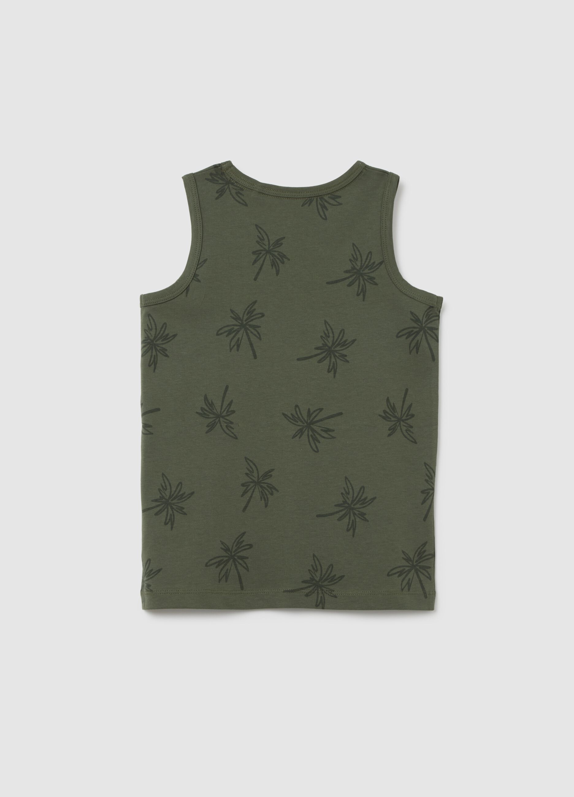 Canotta da bambino in puro cotone verde regular fit con stampa