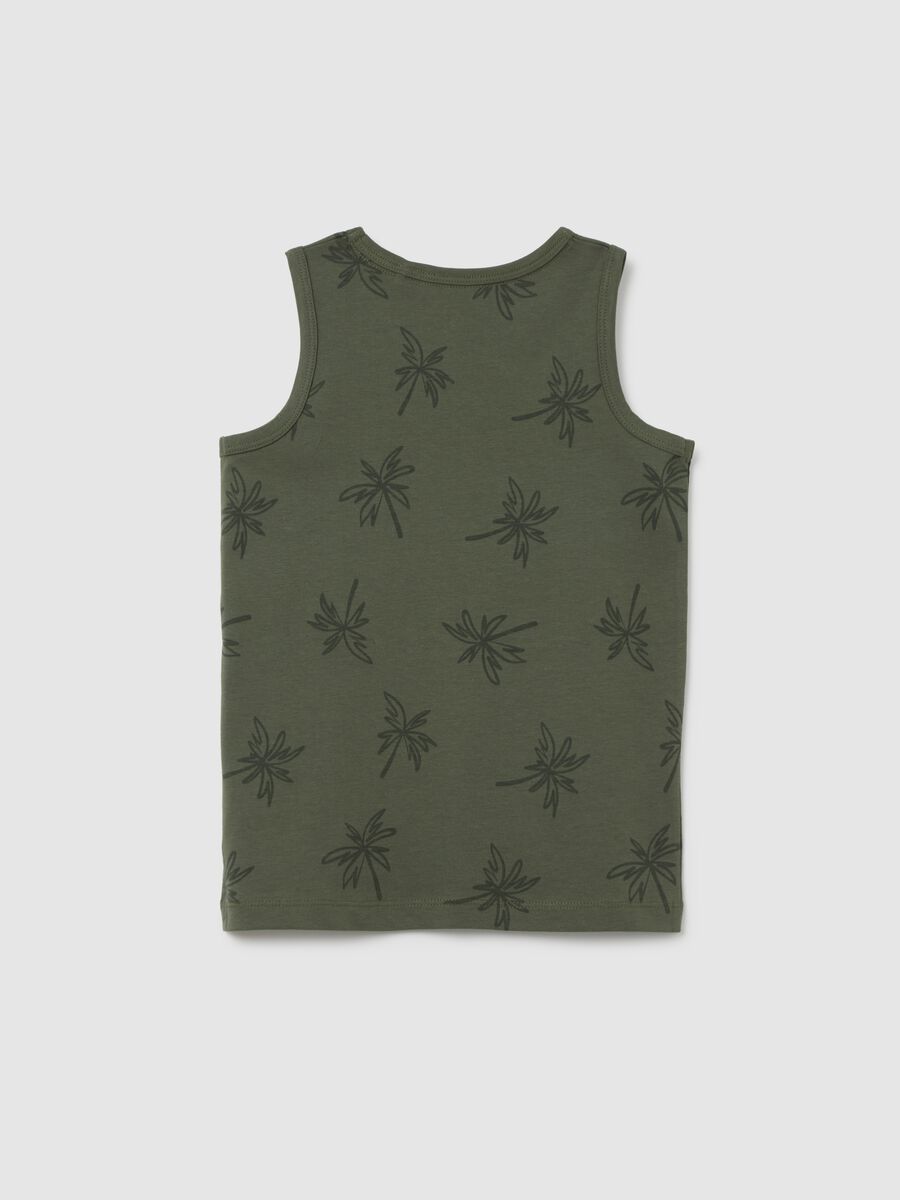 Kids' pure cotton green tank top regular fit with print_1