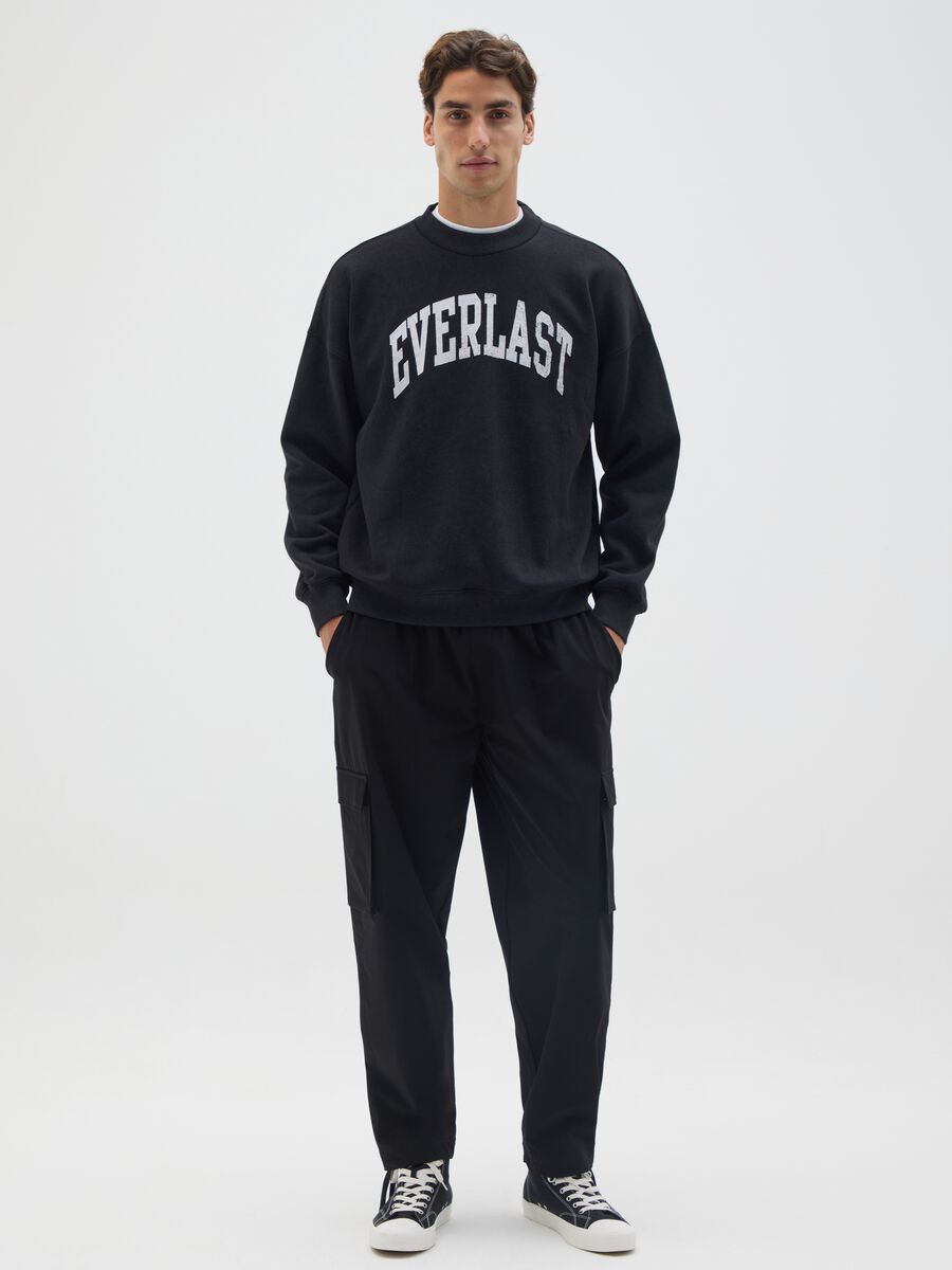 Maglia in misto cotone nera con logo Everlast_1