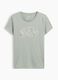 Sage green pure cotton T-shirt with floral GAP logo_3