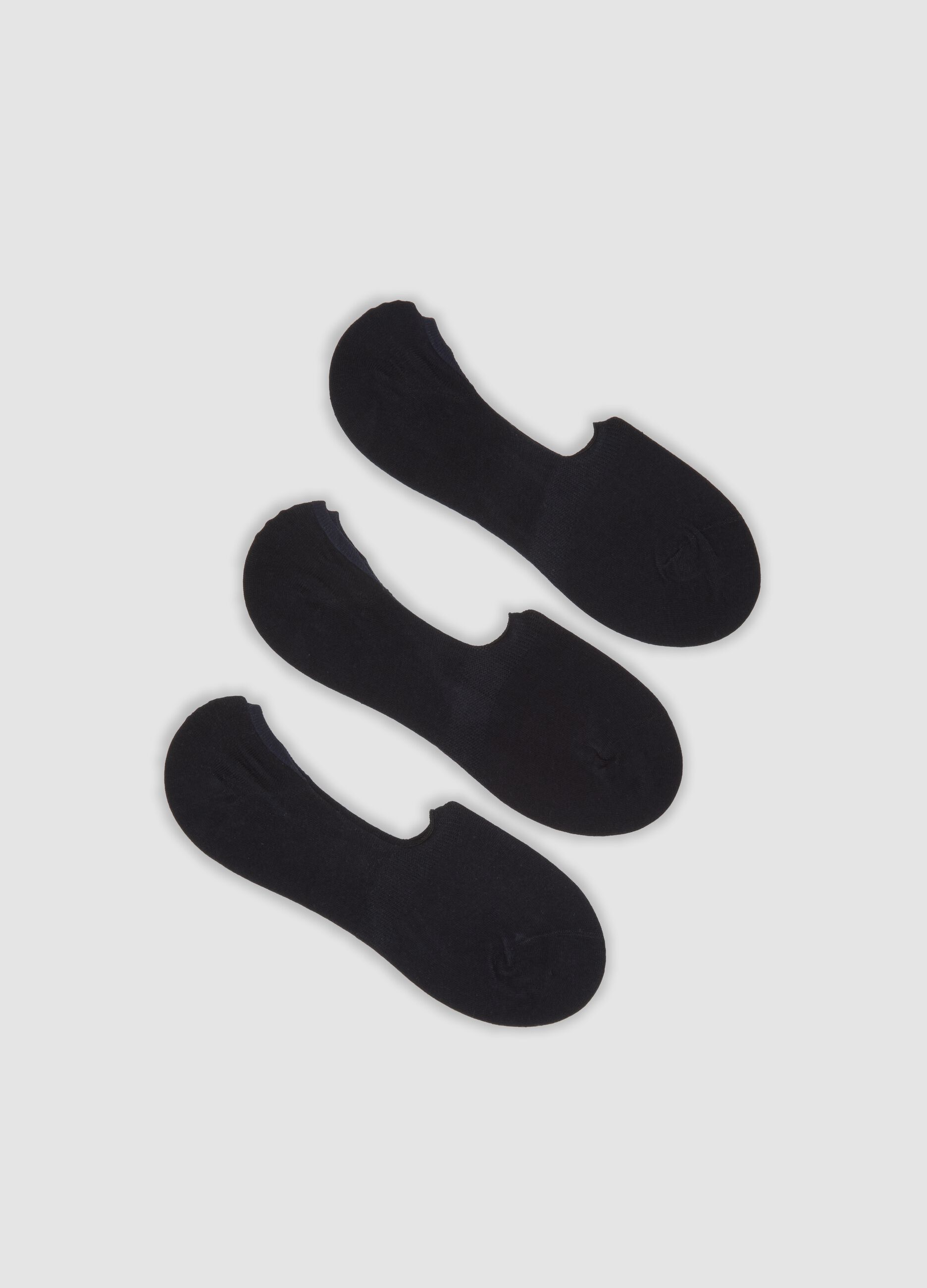 Three-pack of blue organic stretch cotton no-show socks