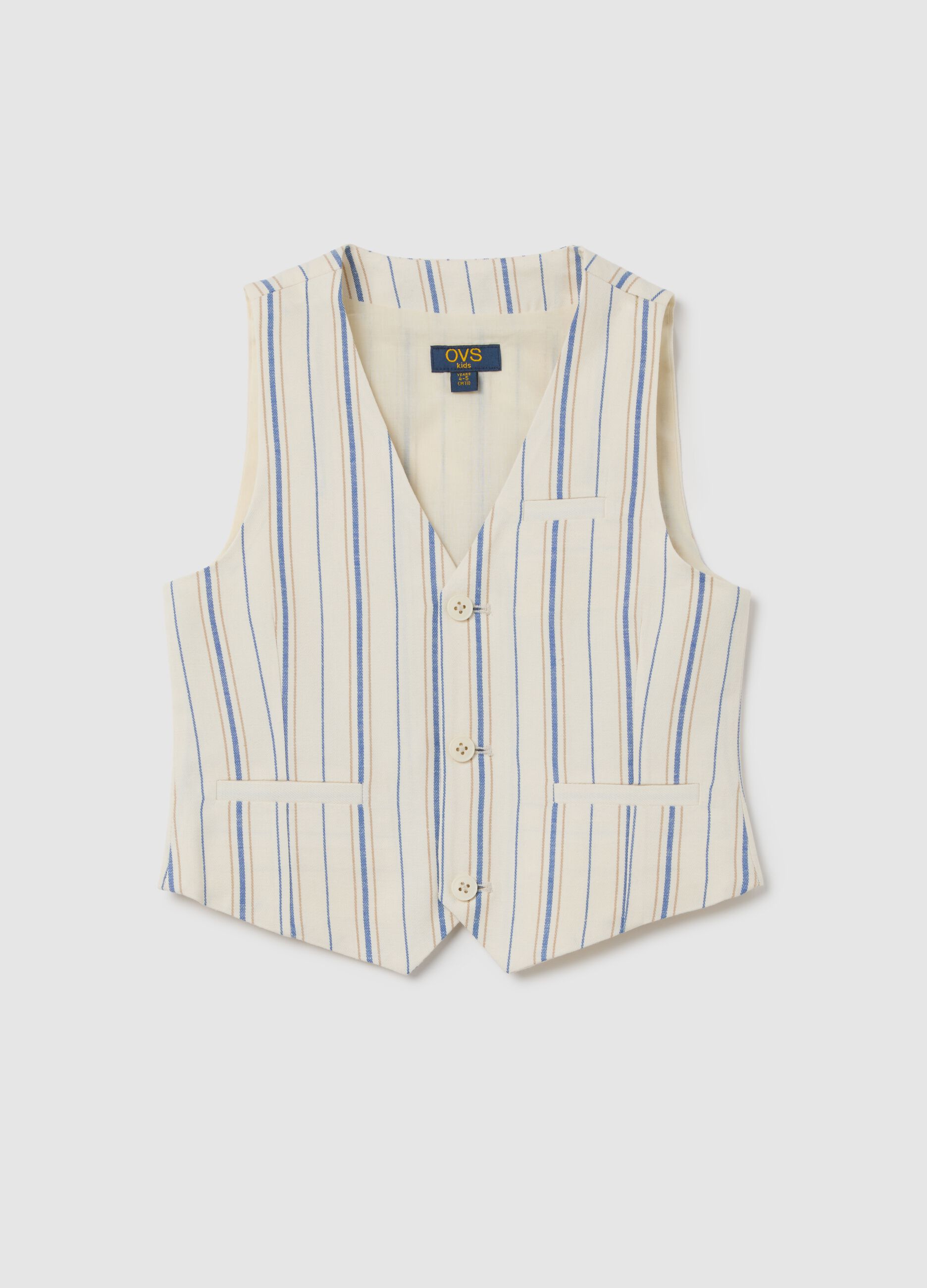 Beige and Blue Striped Waistcoat OVS Kids