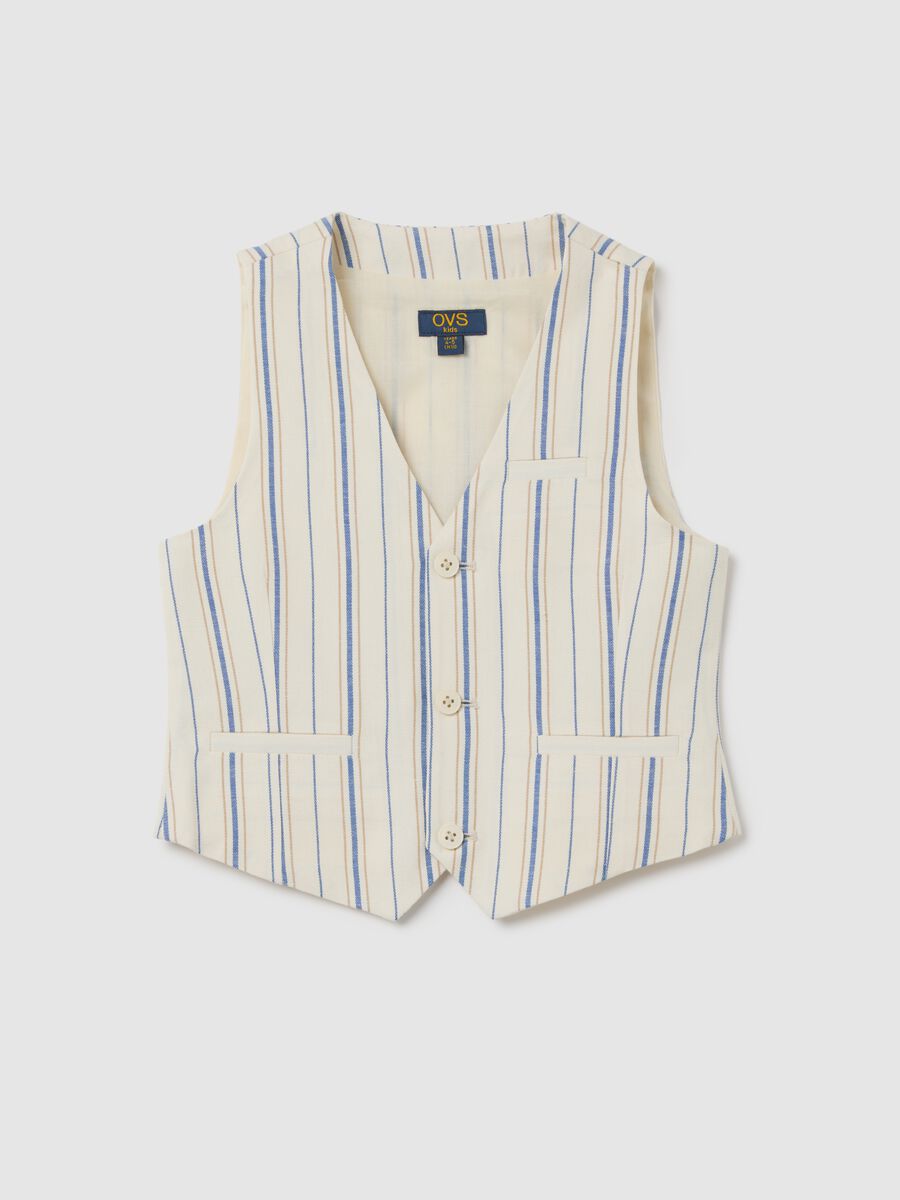 Beige and Blue Striped Waistcoat OVS Kids_0
