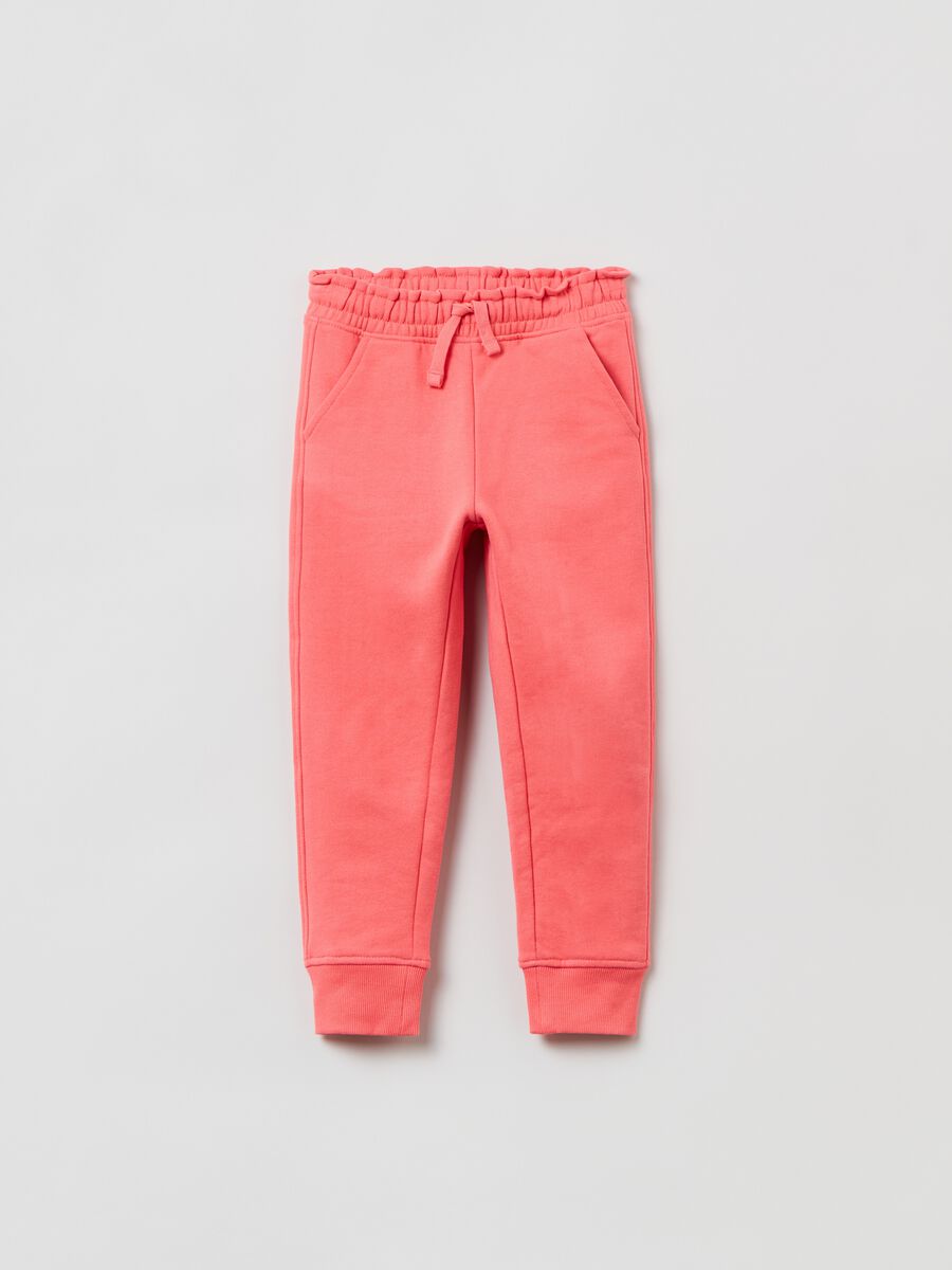 Joggers in cotone caldo con vita arricciata_0