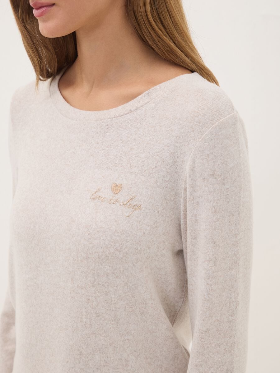 Pigiama beige in viscosa elasticizzata con girocollo_2