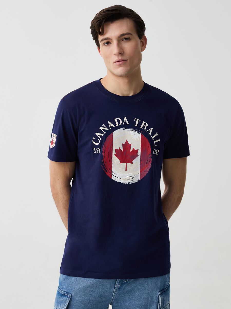 T-shirt with round neck and Canada Trail print_0